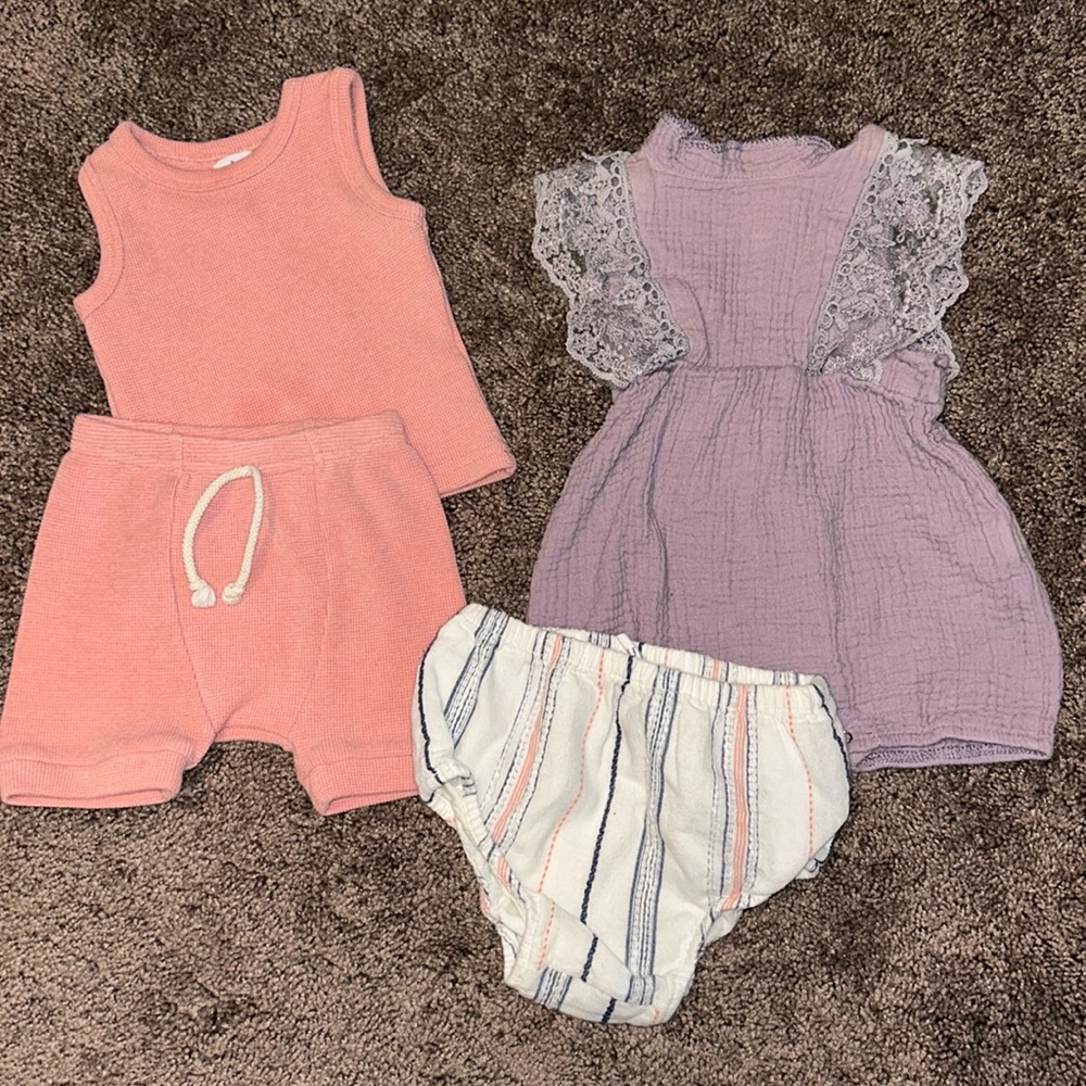 Babygirl little one shop matching set purple lace romper bundle!!